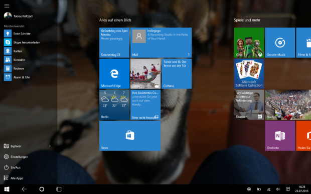 Ein Wisch von links bringt eine Auflistung der meistverwendeten Anwendungen auf den Schirm. (Screenshot: Golem.de)